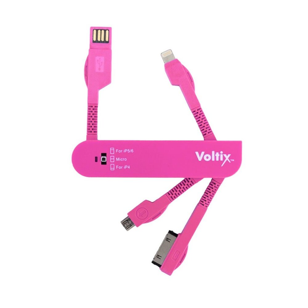 All-in-1 Swiss Army USB Phone Charging Cable For iPhone iPad Samsung Pink